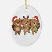 ビーバークリスマスクリスマスアニマルかわいいビーバーサー セラミックオーナメント (右)