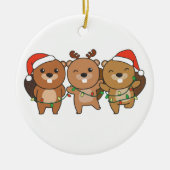 ビーバークリスマスクリスマスアニマルかわいいビーバーサー セラミックオーナメント (正面)