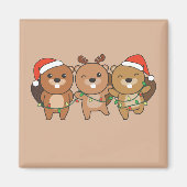 ビーバークリスマスクリスマスアニマルかわいいビーバーマグ マグネット (正面)