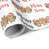 ビーバークリスマスクリスマスアニマルかわいいビーバーワラ ラッピングペーパー (ロールコーナー)