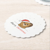 ビーバークリスマススノーウィンターアニマルズビーバー ペーパーコースター (アングル)