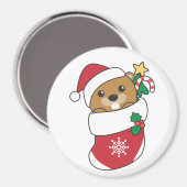 ビーバークリスマススノーウィンターアニマルズビーバー マグネット (正面/裏面)