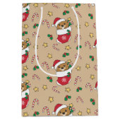 ビーバークリスマススノーウィンターアニマルズビーバー ミディアムペーパーバッグ (正面)