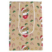 ビーバークリスマススノーウィンターアニマルズビーバー ミディアムペーパーバッグ (裏面)