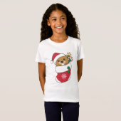 ビーバークリスマススノーウィンターアニマルズビーバー Tシャツ (正面フル)