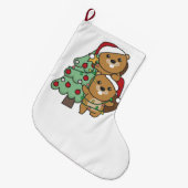 ビーバークリスマスツリークリスマスアニマルズビーバー ラージクリスマスストッキング (正面 (吊り時))