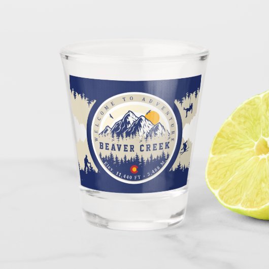 ビーバークリークコロラドフラッグマウンテンスキー土産 ショットグラス (正面)