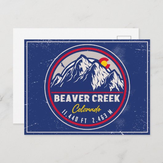 ビーバークリークコロラドレトロサンセットデミディアーズ ポストカード (正面/裏面)