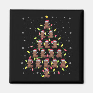 ビーバーサンタクリスマスツリーライト醜いセーターセント マグネット