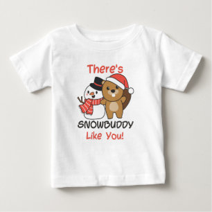 ビーバーザースノーバディのような雪だるまパン ベビーTシャツ