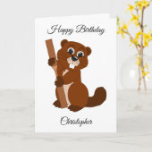 ビーバーデザインパーソナライズされた誕生日 カード (黄色い花)