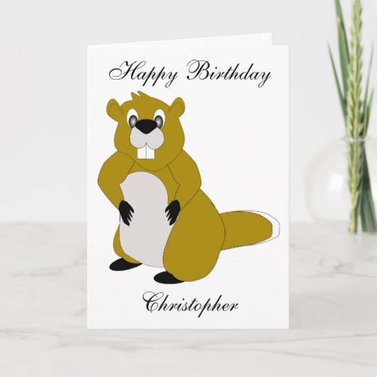 ビーバーデザイン誕生日 カード (正面)