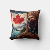 ビーバーバイリバーカナダ国旗 クッション (正面)