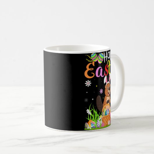 ビーバーバニーエッグ狩りビーバーハッピーイースター コーヒーマグカップ (正面右)