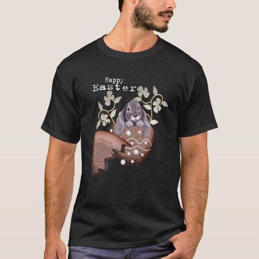 ビーバーバニーエッグ狩りビーバーハッピーイースター Tシャツ (正面)