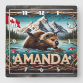 ビーバービルズロッジインコムウォーターズ スクエア壁時計 (正面)