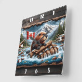 ビーバービルドズロッジバイマウンテンストリーム スクエア壁時計 (傾斜)