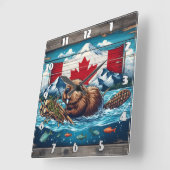 ビーバービルドズロッジ、フラグの背後 スクエア壁時計 (傾斜)