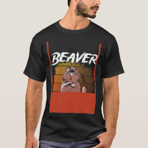 ビーバーフィーバーバックプリントビーバー Tシャツ
