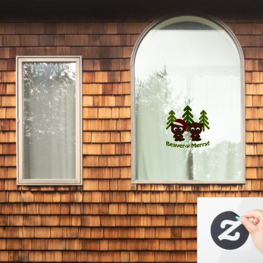 ビーバーメリー!クリスマスビーバー ウィンドウサイン (ホームウィンドウ)