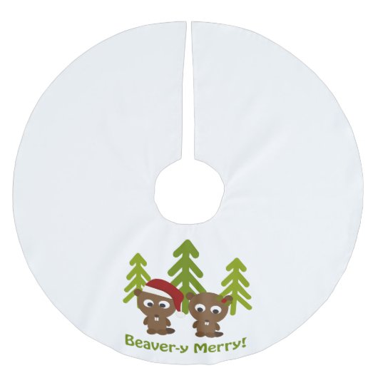 ビーバーメリー!クリスマスビーバー ブラッシュドポリエステルツリースカート (正面)