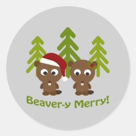 ビーバーメリー!クリスマスビーバー ラウンドシール