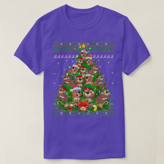 ビーバーラバークリスマスライト醜いビーバークリスマストル Tシャツ (デザイン正面)