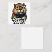 ビーバーリー頭が切れる – グラスおもしろいグラフィック付きビーバー スクエア名刺 (正面/裏面)
