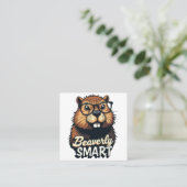 ビーバーリー頭が切れる – グラスおもしろいグラフィック付きビーバー スクエア名刺 (スタンド正面)