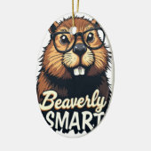 ビーバーリー頭が切れる – グラスおもしろいグラフィック付きビーバー セラミックオーナメント (左)