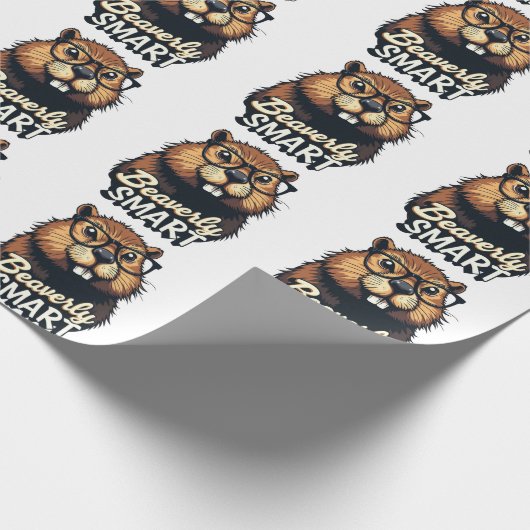 ビーバーリー頭が切れる – グラスおもしろいグラフィック付きビーバー ラッピングペーパー (角)