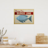 ビーバーレイクブルーフィッシュヴィンテージトラベル ポスター (キッチン)