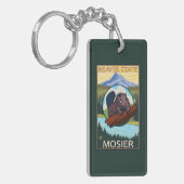 ビーバー及びMt.のフード- Mosier、オレゴン キーホルダー (正面左)