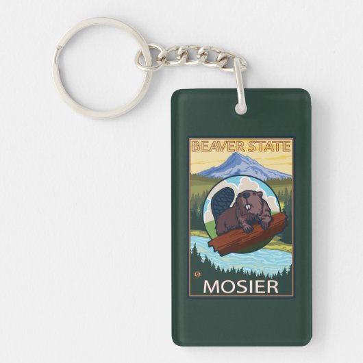 ビーバー及びMt.のフード- Mosier、オレゴン キーホルダー (正面)