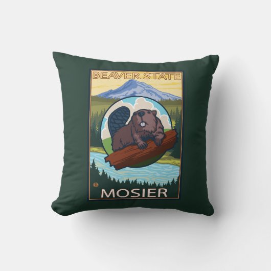 ビーバー及びMt.のフード- Mosier、オレゴン クッション (正面)