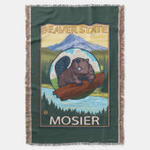 ビーバー及びMt.のフード- Mosier、オレゴン スローブランケット (正面縦)