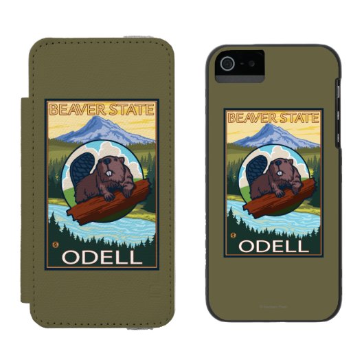 ビーバー及びMt.のフード- Odell、オレゴン Incipio iPhoneウォレットケース (並び)