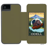 ビーバー及びMt.のフード- Odell、オレゴン Incipio iPhoneウォレットケース (フォリオオープン)