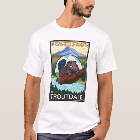 ビーバー及びMt.のフード- Troutdale、オレゴン Tシャツ (正面)