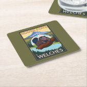 ビーバー及びMt.のフード- Welches、オレゴン スクエアペーパーコースター (アングル)