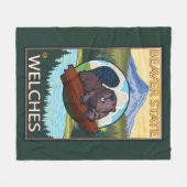 ビーバー及びMt.のフード- Welches、オレゴン フリースブランケット (正面(横))