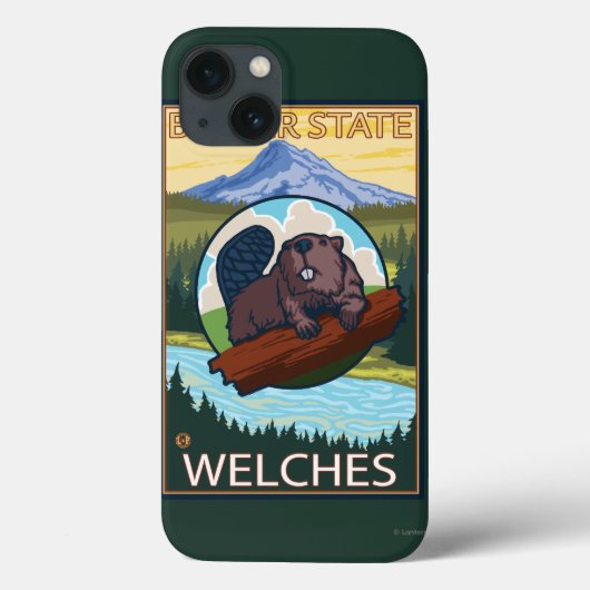 ビーバー及びMt.のフード- Welches、オレゴン Case-Mate iPhoneケース (裏面)