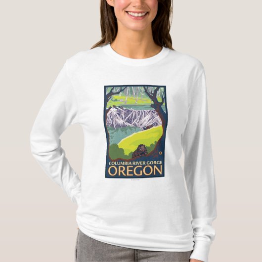 ビーバー家族-コロンビア川の峡谷、オレゴン Tシャツ (正面)