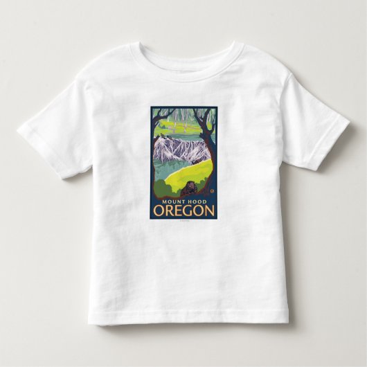 ビーバー家族-山のフード、オレゴン トドラーTシャツ (正面)