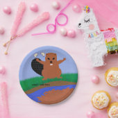 ビーバー建物ダムカートゥーンアートディナープレート ペーパープレート (パーティー)