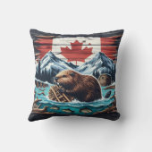 ビーバー建物ダムinカナディアンウィルダネスシーン クッション (裏面)