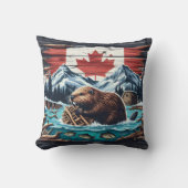 ビーバー建物ダムinカナディアンウィルダネスシーン クッション (正面)