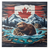 ビーバー建物ダムinカナディアンウィルダネスシーン タイル (正面)