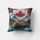 ビーバー建物ロッジニアカナダフラッグアットダスク クッション (裏面)