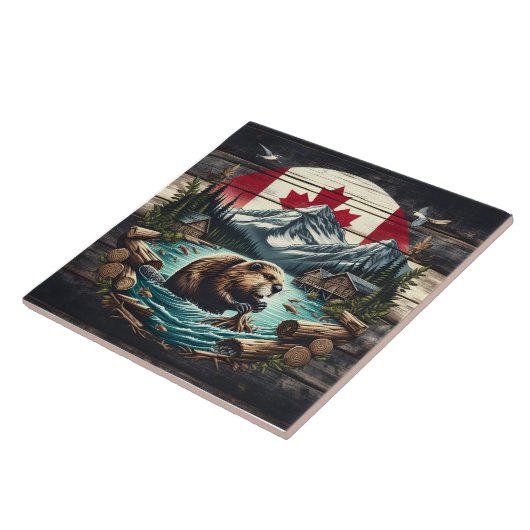 ビーバー建物ロッジニアカナディアンウィルダネス タイル (側面)